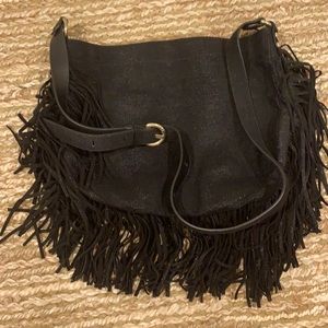 Stuart Weitzman black leather crossbody handbag